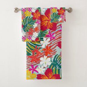 Conjunto De Toalhas Padrão tropical de Aloha impressão do Havaí