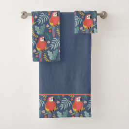 Conjunto De Toalhas Padrão Tropical de Terra do Papagaio Azul