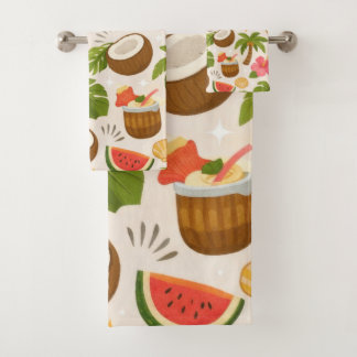 Conjunto De Toalhas Padrão Tropical de Verão Adorável com Tucano e Fru