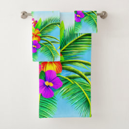 Conjunto De Toalhas Padrão tropical havaiano sem carne