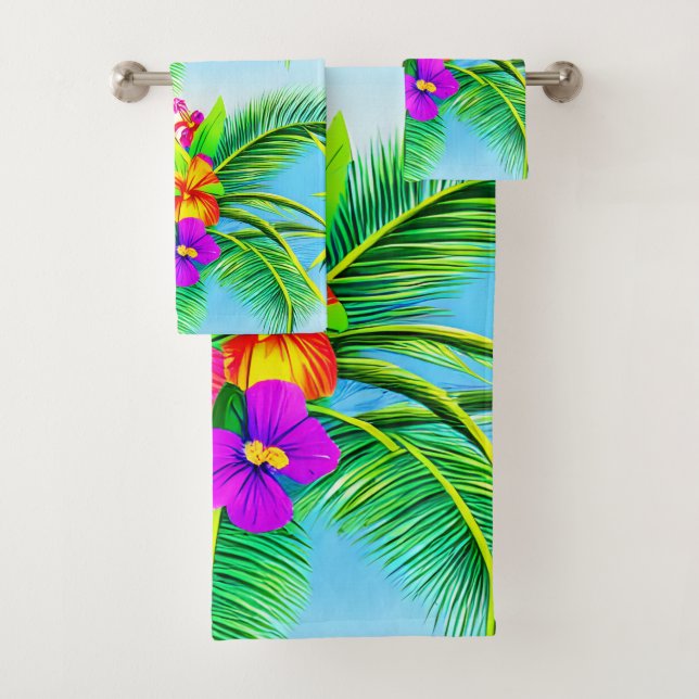 Conjunto De Toalhas Padrão tropical havaiano sem carne (Insitu)