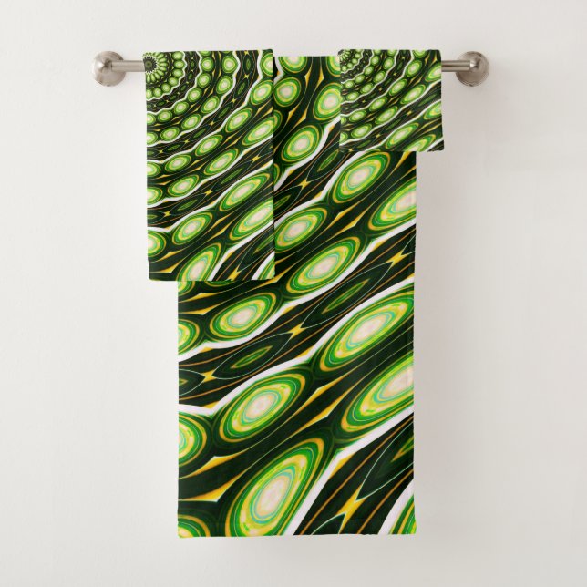 Conjunto De Toalhas Padrão verde do Abstrato retrovisor (Insitu)