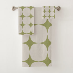Conjunto De Toalhas Padrão verde moderno de Meio século simples