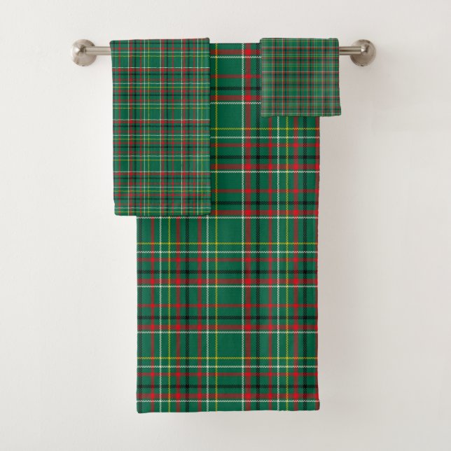 Conjunto De Toalhas Padrão Verde Xadrez de Natal-23914 (Insitu)
