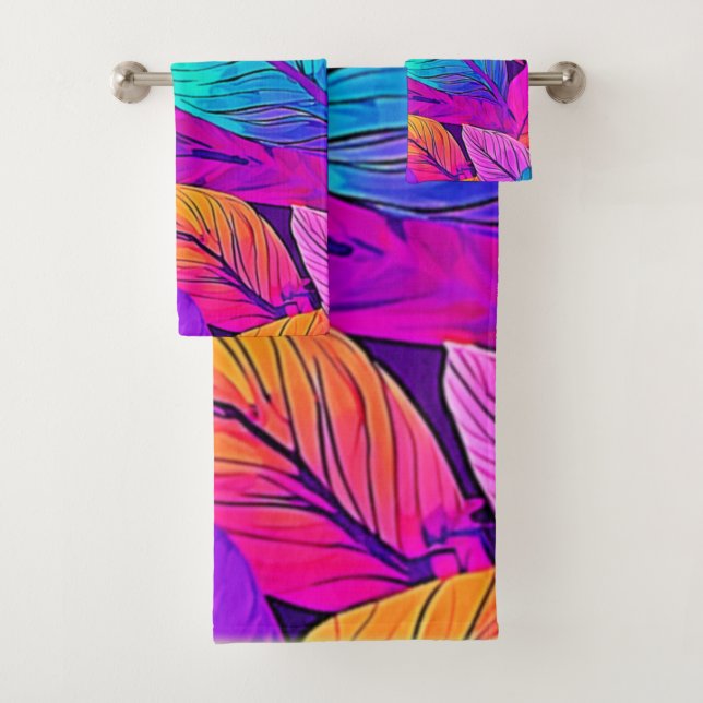 Conjunto De Toalhas Padrão Vivid Leaf (Insitu)