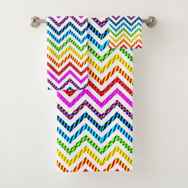 Conjunto De Toalhas Padrão Wild Rainbow Chevron (Insitu)
