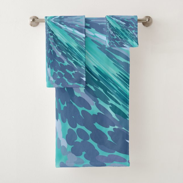 Conjunto De Toalhas Padrão X Turquesa Pontilhado (Insitu)