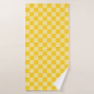 Conjunto De Toalhas Padrão Xadrez Amarelo Alegre