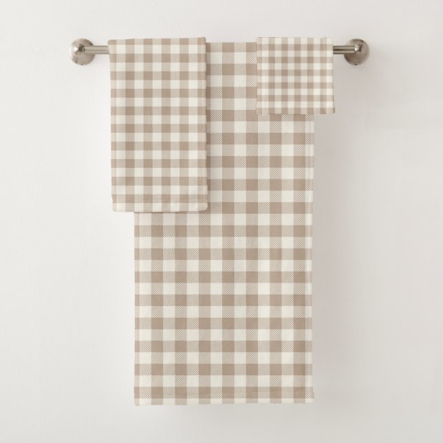 Conjunto De Toalhas Padrão Xadrez Boho Plaid Neutro (Insitu)