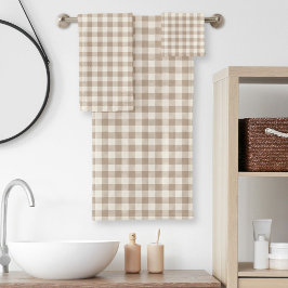 Conjunto De Toalhas Padrão Xadrez Boho Plaid Neutro