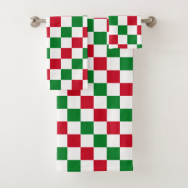 Conjunto De Toalhas Padrão Xadrez Clássico de Natal