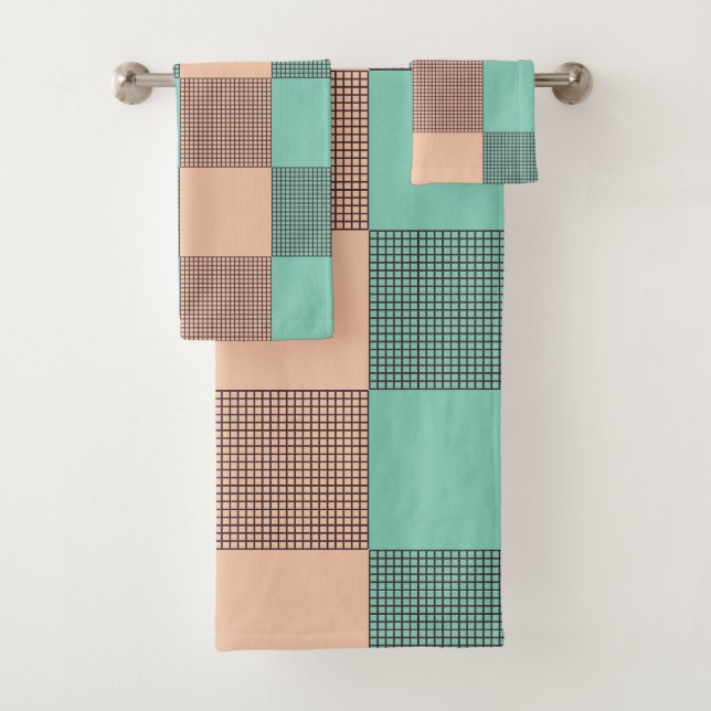Conjunto De Toalhas Padrão xadrez contínuo   (Insitu)