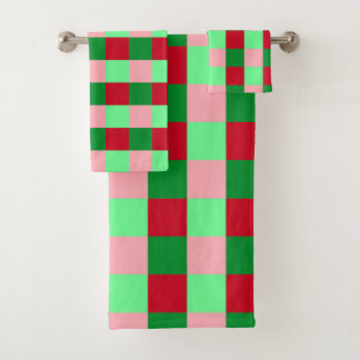 Conjunto De Toalhas Padrão Xadrez de Natal Contemporâneo