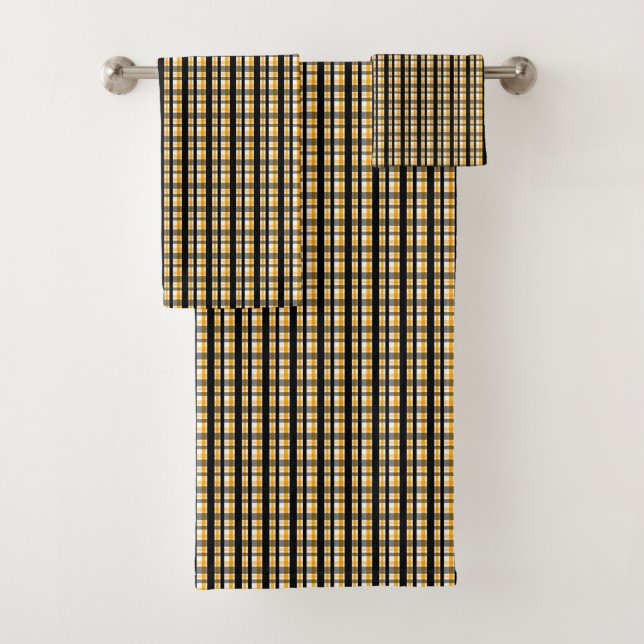 Conjunto De Toalhas Padrão Xadrez Diagonal Outono Moderno (Insitu)