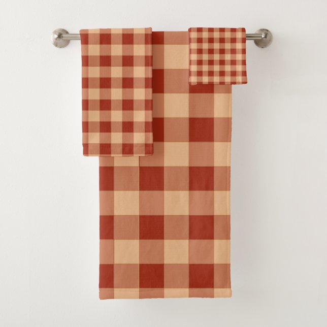 Conjunto De Toalhas Padrão Xadrez Escuro de Gingham (Insitu)