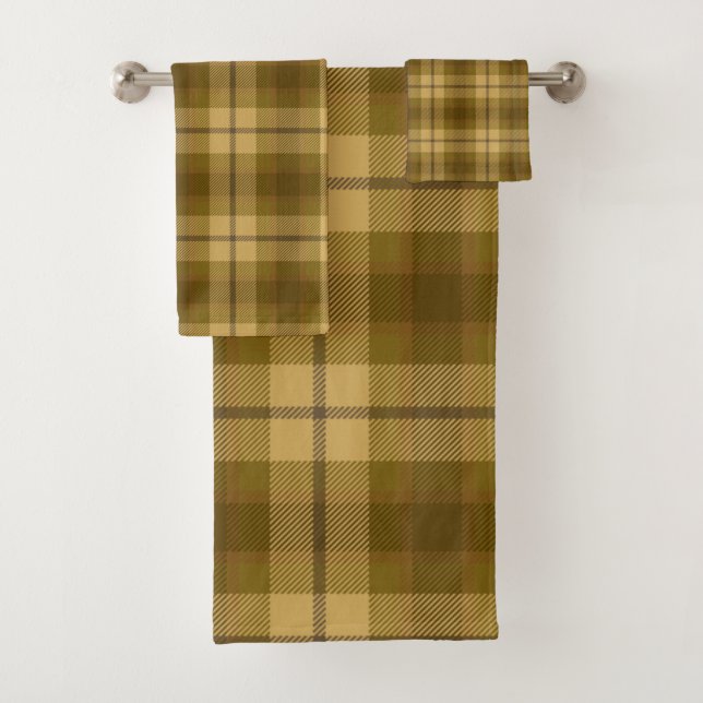 Conjunto De Toalhas Padrão Xadrez Marrom (Insitu)