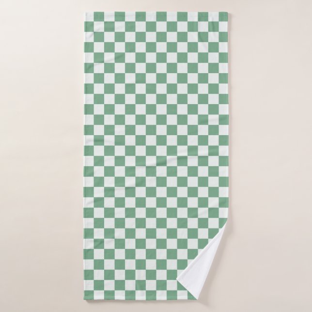 Conjunto De Toalhas Padrão xadrez nevoeiro de eucalipto (Toalha de Banho)