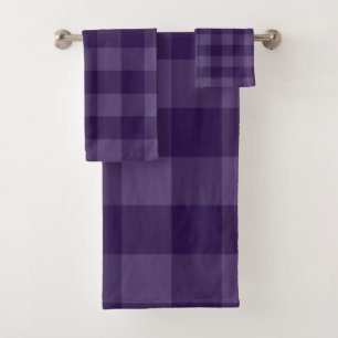 Conjunto De Toalhas Padrão Xadrez Roxo Ameixa Roxa Xadrez