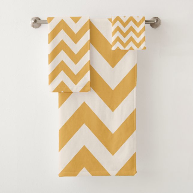 Conjunto De Toalhas Padrão Yellow Chevron Zigzag (Insitu)