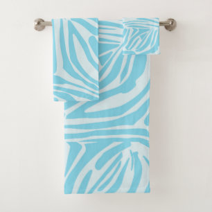 Conjunto De Toalhas Padrão Zebra Azul