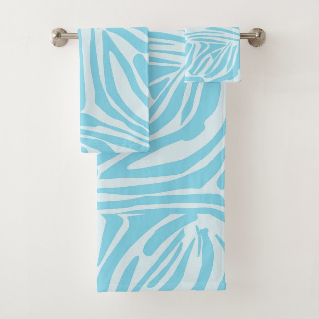 Conjunto De Toalhas Padrão Zebra Azul (Insitu)