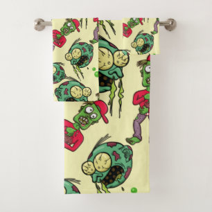 Conjunto De Toalhas Padrão Zombie doente