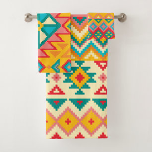 Conjunto De Toalhas Padrões Aztec Mexicanos