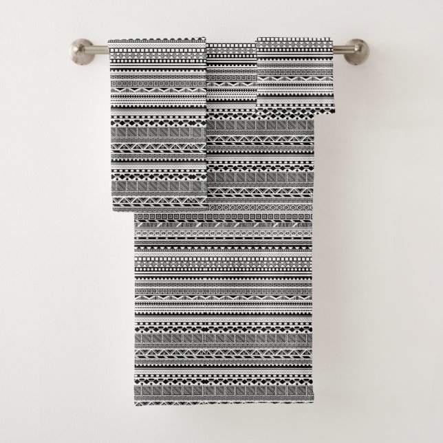 Conjunto De Toalhas Padrões aztecas preto e branco fofos design (Insitu)