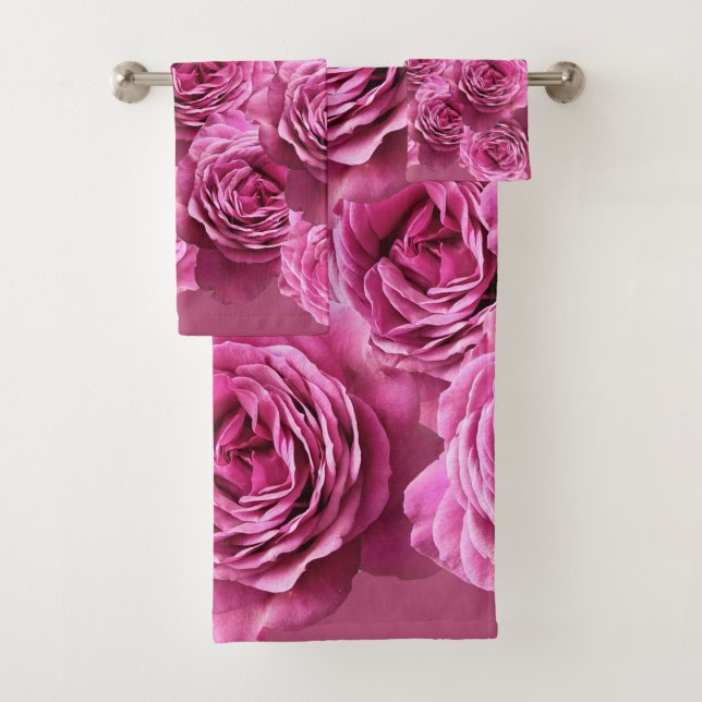 Conjunto De Toalhas Padrões cor-de-rosa e rosas roxos (Insitu)