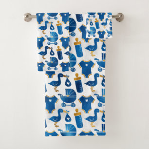 Conjunto De Toalhas Padrões de Carruagem de Nursery Blue Bottle