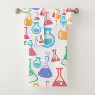 Conjunto De Toalhas Padrões de Ciência Diversão de Beakers e Frascos