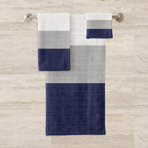 Conjunto De Toalhas Padrões de Cruzamento Azul e Cinza
