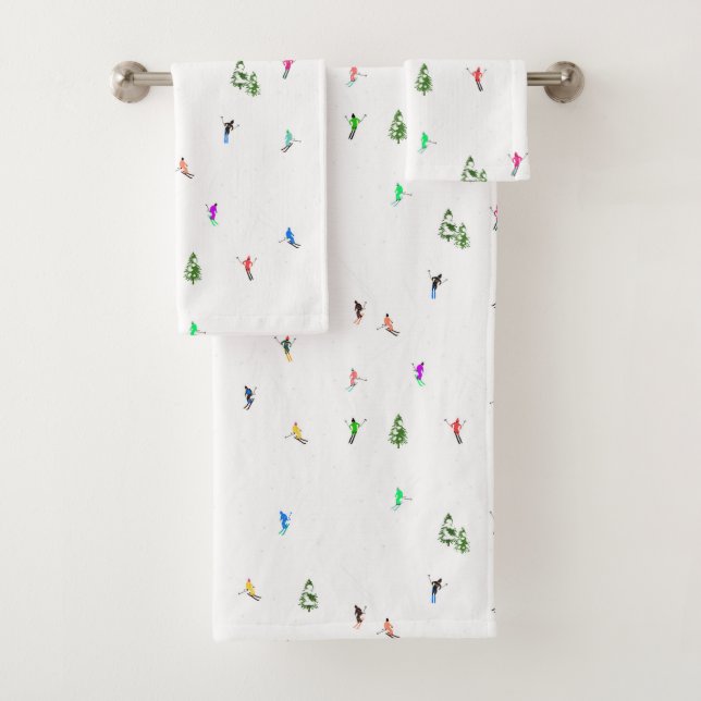 Conjunto De Toalhas Padrões de esqui de esqui alpino no inverno (Insitu)