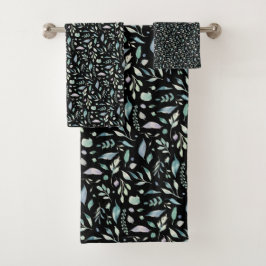 Conjunto De Toalhas Padrões de Folha Botânica Tradicional em Branco