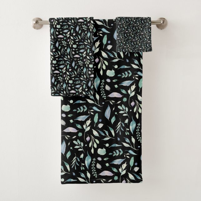 Conjunto De Toalhas Padrões de Folha Botânica Tradicional em Branco (Insitu)