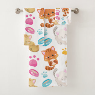 Conjunto De Toalhas Padrões De Gatos, Gatos Cutes, Gatinhos, Gatinhos,
