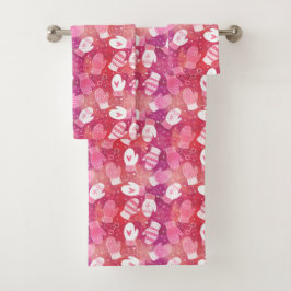 Conjunto De Toalhas Padrões de natal em rosa