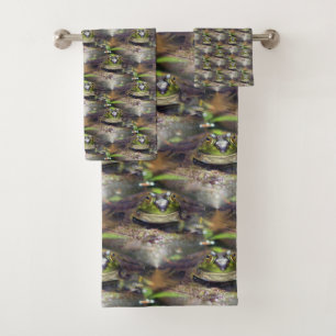 Conjunto De Toalhas Padrões de Natureza Animal Cute Bullfrog Face