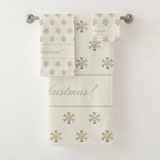 Conjunto De Toalhas Padrões de neve de Natal Dourado (Insitu)