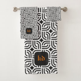 Conjunto De Toalhas Padrões de ornamento branco preto antigo