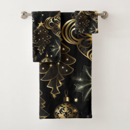 Conjunto De Toalhas Padrões De Ornamento Tradicional De Prata E Dourad