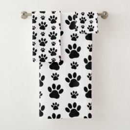 Conjunto De Toalhas Padrões de pata, patas de cão, impressões de pata,