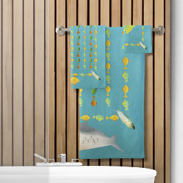 Conjunto De Toalhas Padrões De Peixe De Truta E Amigos