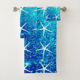 Conjunto De Toalhas Padrões de Peixe-Frio Espelho de Mêal Azul