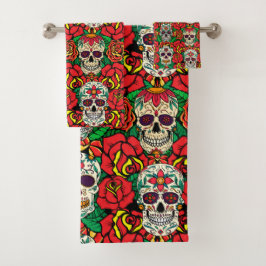 Conjunto De Toalhas Padrões de Skulls Florais