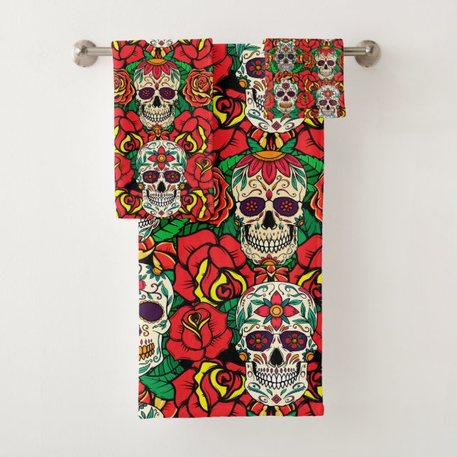 Conjunto De Toalhas Padrões de Skulls Florais (Insitu)