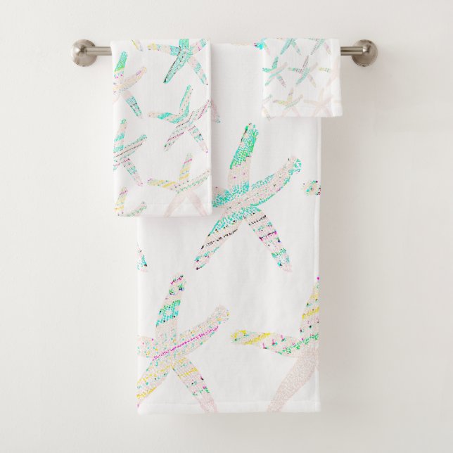 Conjunto De Toalhas Padrões de Starfish Azul Azul Azul Praia Costeira  (Insitu)