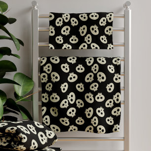 Conjunto De Toalhas Padrões do crânio de Halloween bonitos creme preto