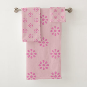 Conjunto De Toalhas Padrões estéticos do Boho de Flores Rosa