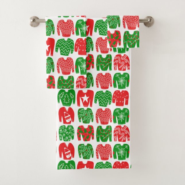 Conjunto De Toalhas Padrões Feriados Fresosos de Natal Feios (Insitu)